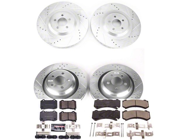PowerStop Z23 Evolution Sport Brake Rotor and Pad Kit; Front and Rear (15-20 Challenger R/T 392, R/T Scat Pack, SRT 392, SRT Hellcat, SRT Super Stock & T/A 392 w/ 6-Piston Front Calipers)