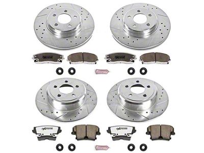 PowerStop Z26 Street Warrior Brake Rotor and Pad Kit; Front and Rear (09-23 RWD Challenger SE & SXT w/ Single Piston Front Calipers)
