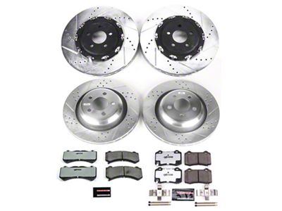 PowerStop Z26 Street Warrior Brake Rotor and Pad Kit; Front and Rear (15-20 Challenger R/T 392, R/T Scat Pack, SRT 392, SRT Hellcat, SRT Super Stock & T/A 392 w/ 6-Piston Front Calipers)