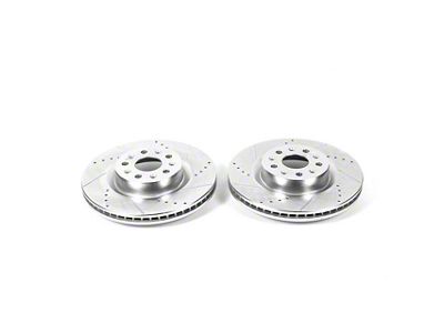 PowerStop Evolution Cross-Drilled and Slotted Rotors; Front Pair (16-24 Camaro SS w/ 4-Piston Front Calipers; 21-24 Camaro LT1)