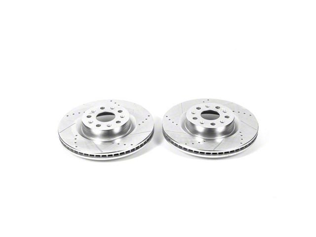 PowerStop Evolution Cross-Drilled and Slotted Rotors; Front Pair (16-24 Camaro SS w/ 4-Piston Front Calipers)
