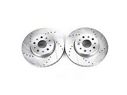 PowerStop Evolution Cross-Drilled and Slotted Rotors; Front Pair (16-24 Camaro LS & LT w/ 4-Piston Front Calipers; 2020 Camaro LT1)