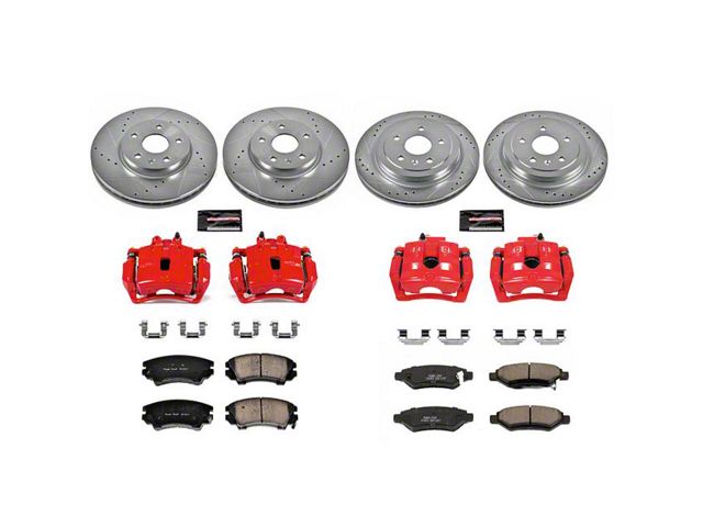 PowerStop Z23 Evolution Sport Brake Rotor, Pad and Caliper Kit; Front and Rear (10-15 Camaro LS, LT)