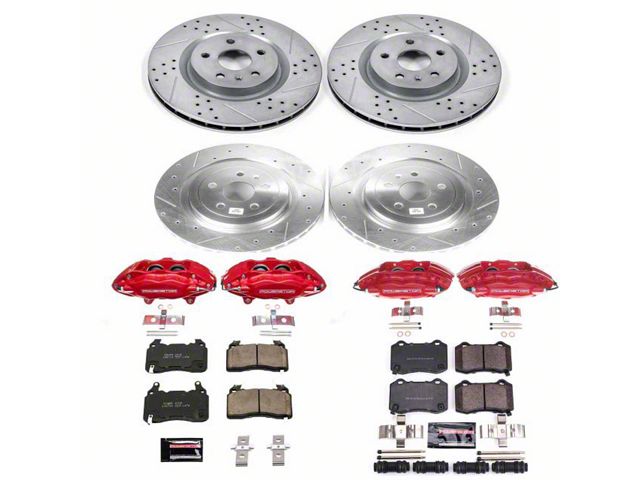 PowerStop Z23 Evolution Sport Brake Rotor, Pad and Caliper Kit; Front and Rear (10-15 Camaro SS)