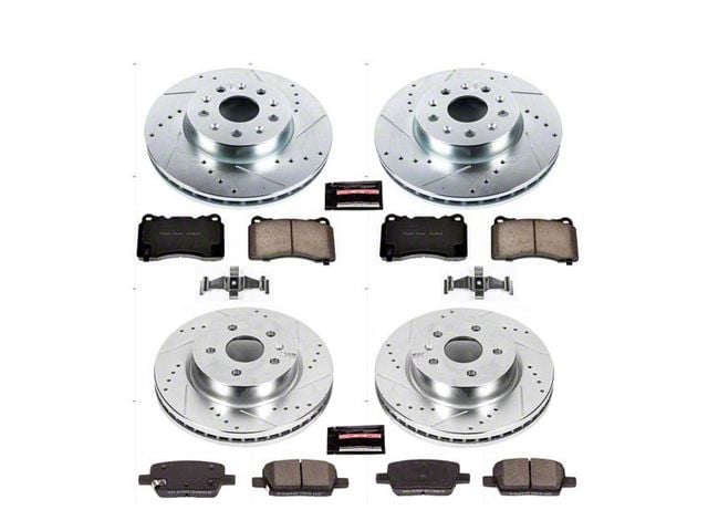PowerStop Z23 Evolution Sport Brake Rotor and Pad Kit; Front and Rear (16-24 Camaro LS & LT w/ 4-Piston Front Calipers; 20-24 Camaro LT1)