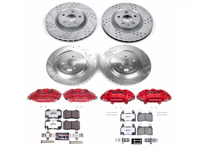 PowerStop Z26 Street Warrior Brake Rotor, Pad and Caliper Kit; Front and Rear (10-15 Camaro SS)
