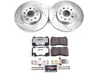 PowerStop Z26 Street Warrior Brake Rotor and Pad Kit; Front (16-24 Camaro LS & LT w/ 4-Piston Front Calipers; 2020 Camaro LT1)