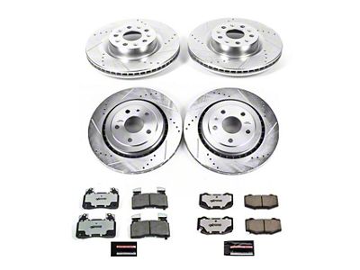 PowerStop Z26 Street Warrior Brake Rotor and Pad Kit; Front and Rear (16-24 Camaro SS w/ 4-Piston Front Calipers)