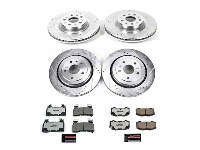 PowerStop Z26 Street Warrior Brake Rotor and Pad Kit; Front and Rear (16-24 Camaro SS w/ 4-Piston Front Calipers)