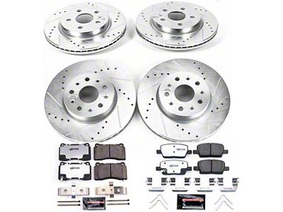 PowerStop Z26 Street Warrior Brake Rotor and Pad Kit; Front and Rear (16-24 Camaro LS & LT w/ 4-Piston Front Calipers; 2020 Camaro LT1)