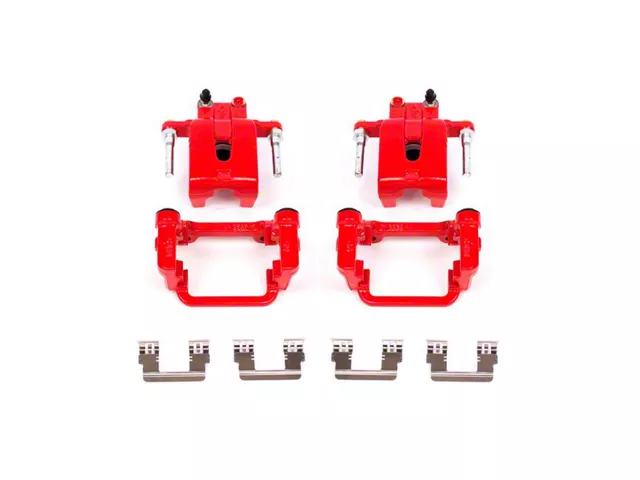 PowerStop Performance Rear Brake Calipers; Red (09-20 Challenger GT, R/T, Rallye Redline & SXT w/ Dual Piston Front Calipers & Vented Rear Rotors; 2011 Challenger SE w/ Dual Piston Front Calipers & Vented Rear Rotors)
