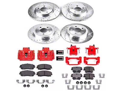PowerStop Z23 Evolution Sport Brake Rotor, Pad and Caliper Kit; Front and Rear (12-20 RWD Challenger SXT w/ Single Piston Front Calipers)