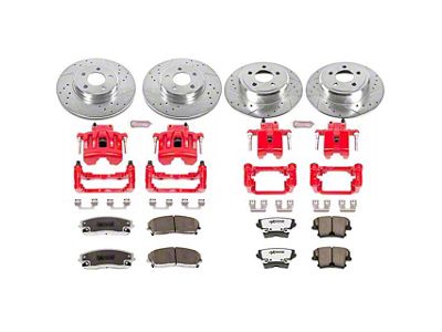 PowerStop Z26 Street Warrior Brake Rotor, Pad and Caliper Kit; Front and Rear (09-11 Challenger SE w/ Single Piston Front Calipers)