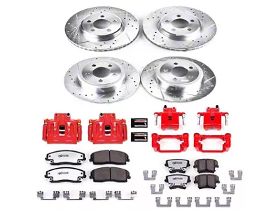 PowerStop Z26 Street Warrior Brake Rotor, Pad and Caliper Kit; Front and Rear (12-20 RWD Challenger SXT w/ Single Piston Front Calipers)