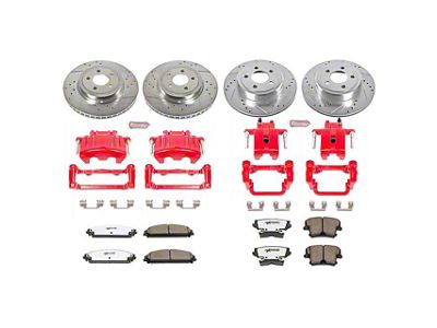 PowerStop Z26 Street Warrior Brake Rotor, Pad and Caliper Kit; Front and Rear (09-11 Challenger R/T; 2011 Challenger SE w/ Dual Piston Front Calipers)