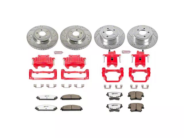 PowerStop Z26 Street Warrior Brake Rotor, Pad and Caliper Kit; Front and Rear (09-11 Challenger R/T; 2011 Challenger SE w/ Dual Piston Front Calipers)