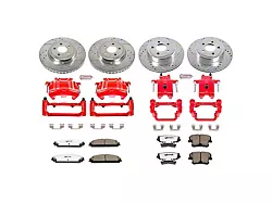 PowerStop Z26 Street Warrior Brake Rotor, Pad and Caliper Kit; Front and Rear (12-20 Challenger GT, R/T, Rallye Redline, SXT & T/A w/ Dual Piston Front Calipers)