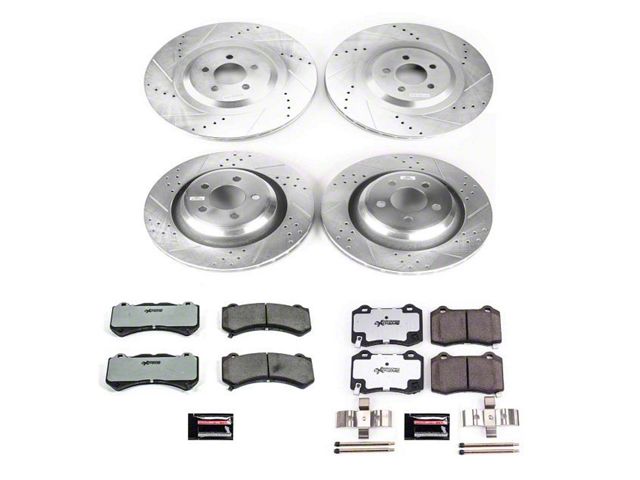 Power Stop Z26 Street Warrior Brake Rotor and Pad Kit; Front and Rear (15-17 Hellcat, SRT 392, T/A 392; 18-20 w/ 6-Piston Front Calipers)