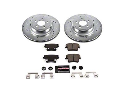 PowerStop Z23 Evolution Sport Brake Rotor and Pad Kit; Rear (12-14 Charger Pursuit; 06-10 Daytona R/T & SE w/ Dual Piston Front Calipers; 11-13 5.7L HEMI Charger SE)