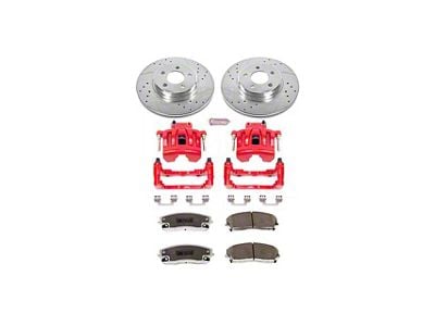 PowerStop Z26 Street Warrior Brake Rotor, Pad and Caliper Kit; Front (06-11 RWD V6 Charger w/ Single Piston Front Calipers)