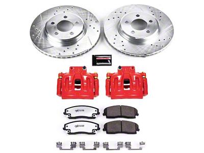 PowerStop Z26 Street Warrior Brake Rotor, Pad and Caliper Kit; Front (12-23 RWD V6 Charger w/ Single Piston Front Calipers)