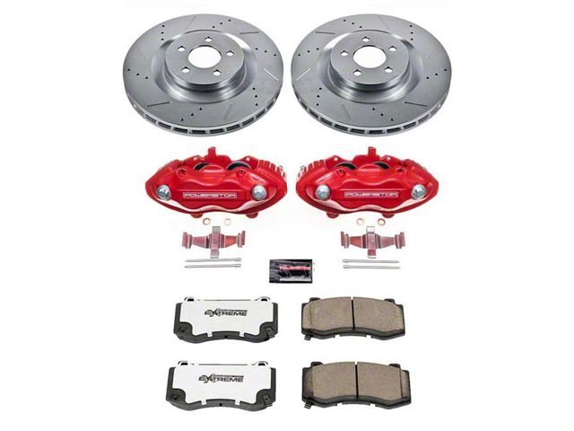PowerStop Z26 Street Warrior Brake Rotor, Pad and Caliper Kit; Front (06-14 Charger SRT8; 15-23 Charger GT, R/T 392, Scat Pack w/ 4-Piston Front Calipers)