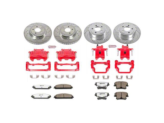 PowerStop Z26 Street Warrior Brake Rotor, Pad and Caliper Kit; Front and Rear (06-11 Charger AWD SXT, R/T & SE w/ Dual Piston Front Calipers)