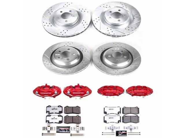 PowerStop Z26 Street Warrior Brake Rotor, Pad and Caliper Kit; Front and Rear (06-14 Charger SRT8; 15-23 Charger GT, R/T 392, Scat Pack w/ 4-Piston Front Calipers)