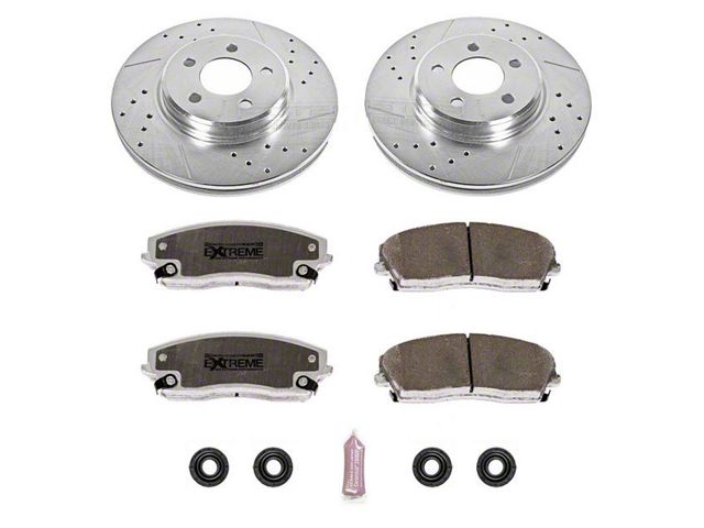 PowerStop Z26 Street Warrior Brake Rotor and Pad Kit; Front (06-23 RWD V6 Charger w/ Single Piston Front Calipers)