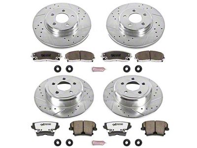 PowerStop Z26 Street Warrior Brake Rotor and Pad Kit; Front and Rear (06-23 RWD V6 Charger w/ Single Piston Front Calipers)