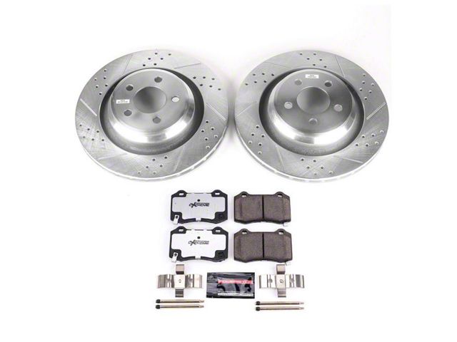 PowerStop Z26 Street Warrior Brake Rotor and Pad Kit; Rear (06-14 Charger SRT8; 15-23 Charger Daytona 392, GT, R/T, R/T 392, Scat Pack, SRT 392 & SRT Hellcat w/ 4 or 6-Piston Front Calipers)