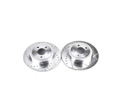 PowerStop Evolution Cross-Drilled and Slotted Rotors; Rear Pair (09-23 RWD Challenger SE & SXT w/ Single Piston Front Calipers & Solid Rear Rotors)