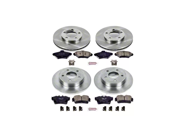 PowerStop OE Replacement Brake Rotor and Pad Kit; Front and Rear (94-98 Mustang GT, V6)