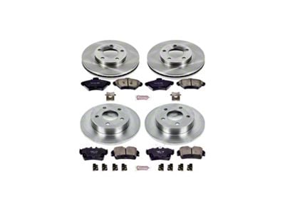PowerStop OE Replacement Brake Rotor and Pad Kit; Front and Rear (94-98 Mustang GT, V6)