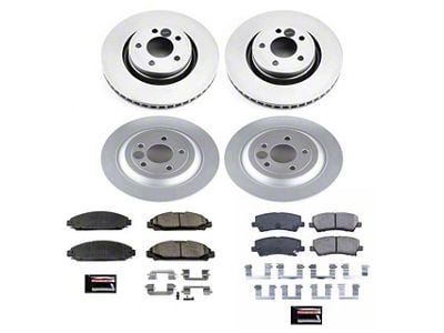PowerStop Z17 Evolution Plus Brake Rotor and Pad Kit; Front and Rear (15-20 Mustang EcoBoost w/o Performance Pack, V6)