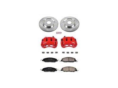 PowerStop Z23 Evolution Brake Rotor, Pad and Caliper Kit; Front (11-14 Mustang GT w/o Performance Pack, V6)