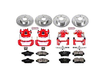 PowerStop Z23 Evolution Brake Rotor, Pad and Caliper Kit; Front and Rear (94-98 Mustang GT, V6)