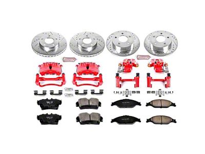 PowerStop Z23 Evolution Brake Rotor, Pad and Caliper Kit; Front and Rear (99-02 Mustang GT, V6)