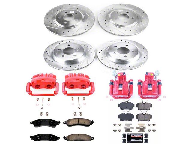 PowerStop Z23 Evolution Brake Rotor, Pad and Caliper Kit; Front and Rear (99-04 Mustang Cobra, Bullitt, Mach 1)