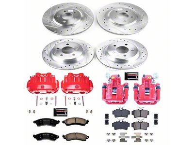 PowerStop Z23 Evolution Sport Brake Rotor, Pad and Caliper Kit; Front and Rear (94-98 Mustang Cobra)
