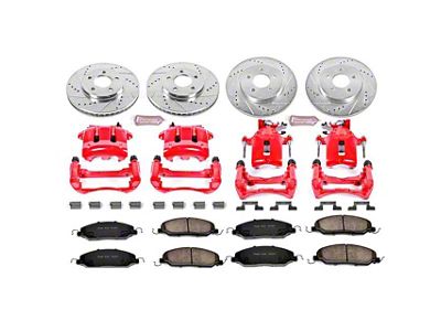 PowerStop Z23 Evolution Sport Brake Rotor, Pad and Caliper Kit; Front and Rear (05-10 Mustang V6)