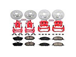 PowerStop Z23 Evolution Brake Rotor, Pad and Caliper Kit; Front and Rear (11-14 Mustang V6)