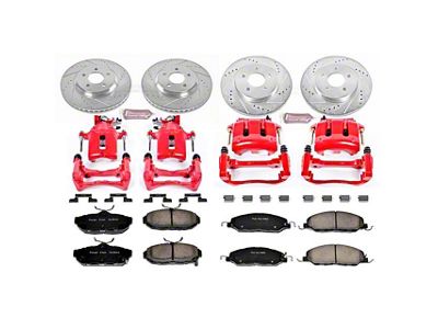 PowerStop Z23 Evolution Sport Brake Rotor, Pad and Caliper Kit; Front and Rear (11-14 Mustang V6)