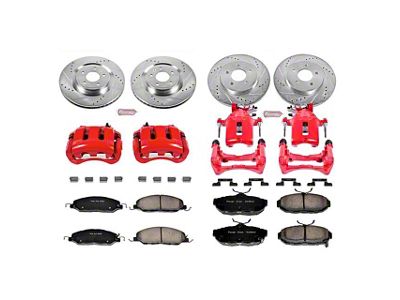 PowerStop Z23 Evolution Brake Rotor, Pad and Caliper Kit; Front and Rear (11-14 Mustang GT w/o Performance Pack, V6)