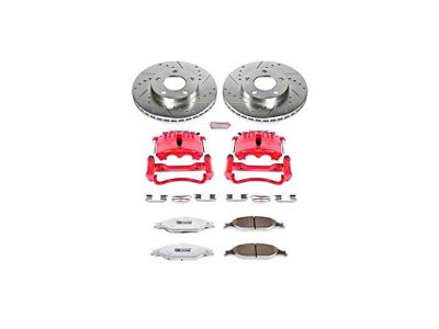 PowerStop Z26 Street Warrior Brake Rotor, Pad and Caliper Kit; Front (99-02 Mustang GT, V6)