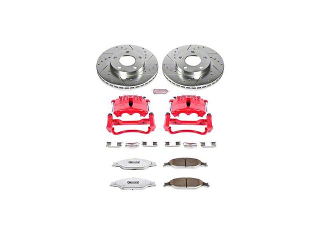 PowerStop Z26 Street Warrior Brake Rotor, Pad and Caliper Kit; Front (99-02 Mustang GT, V6)