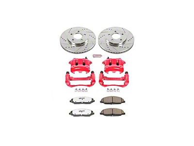 PowerStop Z26 Street Warrior Brake Rotor, Pad and Caliper Kit; Front (05-10 Mustang V6)