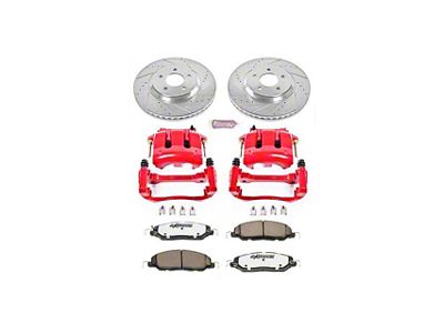 PowerStop Z26 Street Warrior Brake Rotor, Pad and Caliper Kit; Front (11-14 Mustang V6)