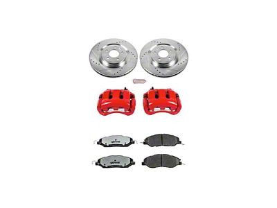 PowerStop Z26 Street Warrior Brake Rotor, Pad and Caliper Kit; Front (11-14 Mustang GT w/o Performance Pack, V6)