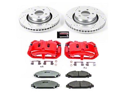 PowerStop Z26 Street Warrior Brake Rotor, Pad and Caliper Kit; Front (15-23 Mustang EcoBoost w/o Performance Pack, V6)